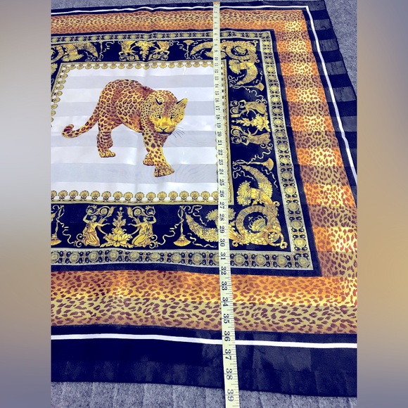 VINTAGE Samdassler Vintage Scarf Leopard Screen Animal RARE FIND Polyester NWOT - Picture 10 of 11